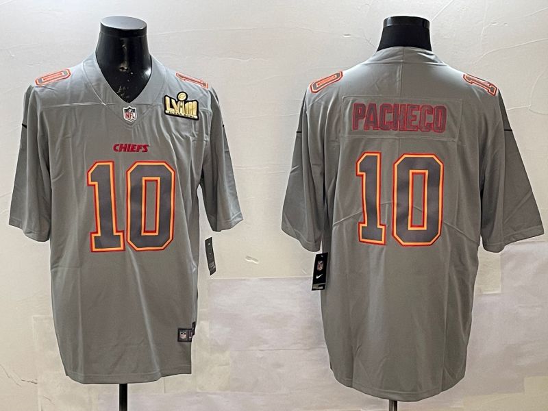 Men Kansas City Chiefs 10 Pacheco Grey 2025 Nike Vapor Limited NFL Jersey style 2101